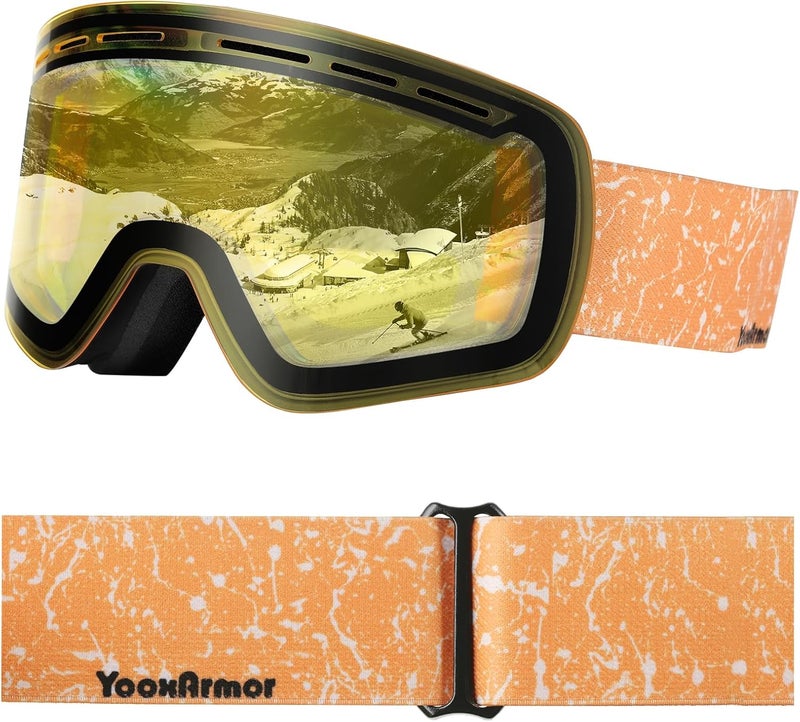 YooxArmor OTG Kids Ski Goggles, Snowboard Goggles Anti Fog UV400 for Kid 6-14 Years, Snow Goggles for Youth Boys Girls - Image 1